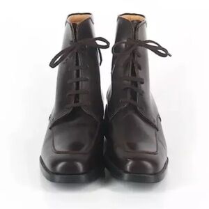 Tod's Women’s Brown Lace-Up Square-Toe Boots Size 39